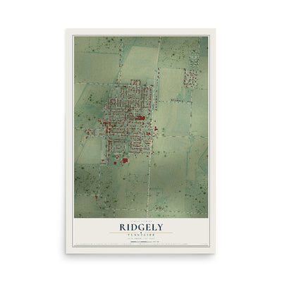 Map of Ridgely, Tennessee, 12 x 18 inch unframed archival matte print