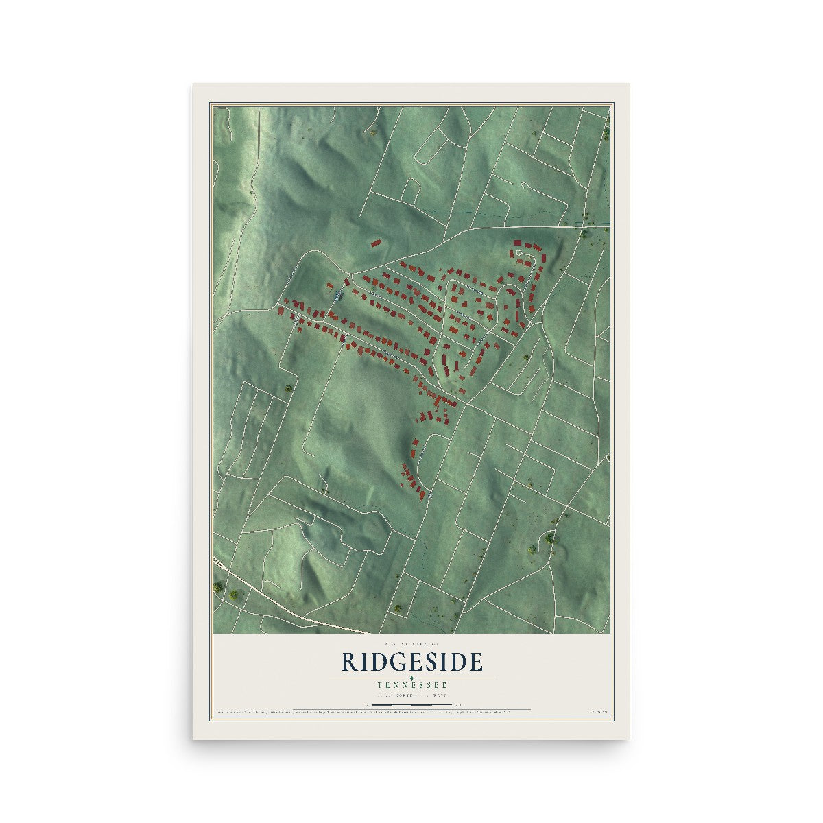 Map of Ridgeside, Tennessee, 12 x 18 inch unframed archival matte print
