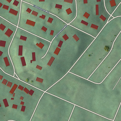 Close-up of the map of Ridgeside, Tennessee print showing street and building detail