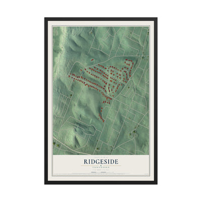 Map of Ridgeside, Tennessee, 12 x 18 inch print in a black wood frame