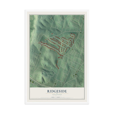 Map of Ridgeside, Tennessee, 12 x 18 inch print in a white wood frame