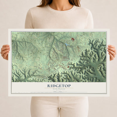 Map of Ridgetop, Tennessee, 12 x 18 inch unframed archival matte print