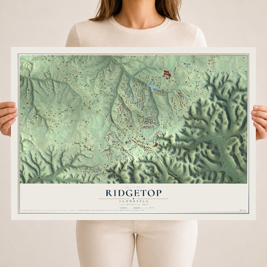 Map of Ridgetop, Tennessee, 18 x 24 inch unframed archival matte print