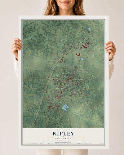 Map of Ripley, Tennessee, 24 x 36 inch unframed archival matte print