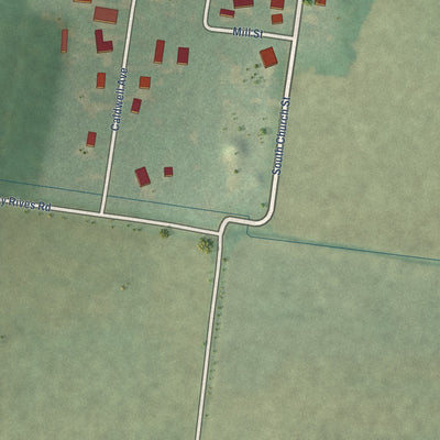 Second close-up of the map of Rives, Tennessee print showing more streets and buildings