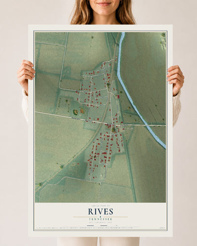 Map of Rives, Tennessee, 24 x 36 inch unframed archival matte print