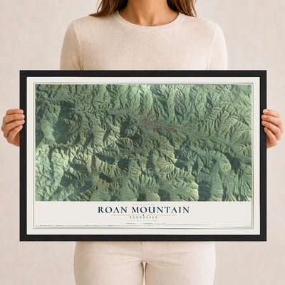 Map of Roan Mountain, Tennessee, 12 x 18 inch print in a black wood frame
