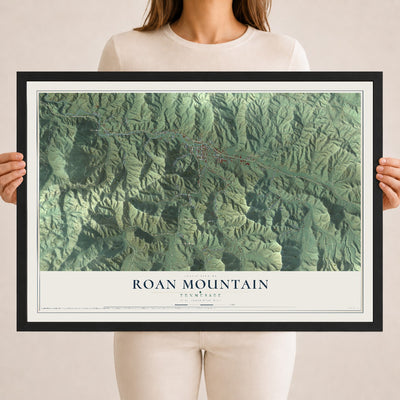 Map of Roan Mountain, Tennessee, 18 x 24 inch print in a black wood frame