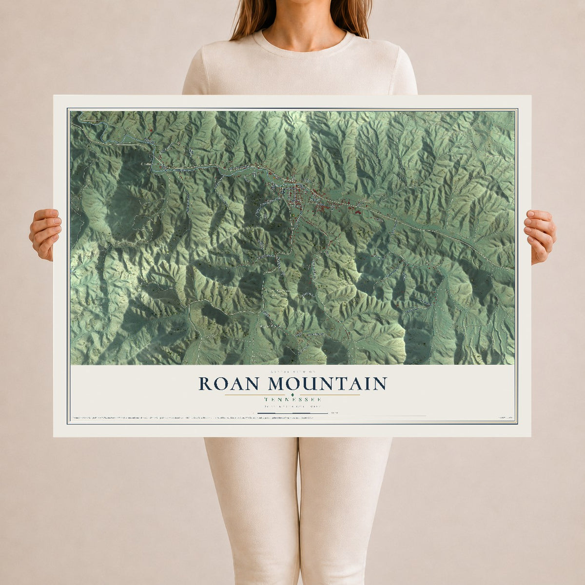 Map of Roan Mountain, Tennessee, 24 x 36 inch unframed archival matte print