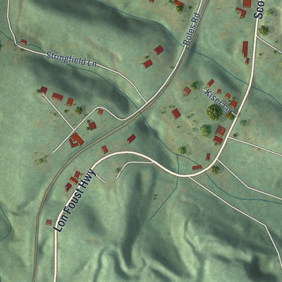 Close-up of the map of Robbins, Tennessee print showing street and building detail