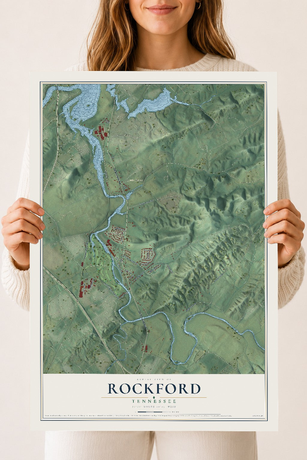 Map of Rockford, Tennessee, 18 x 24 inch unframed archival matte print