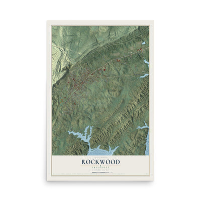 Map of Rockwood, Tennessee, 12 x 18 inch unframed archival matte print