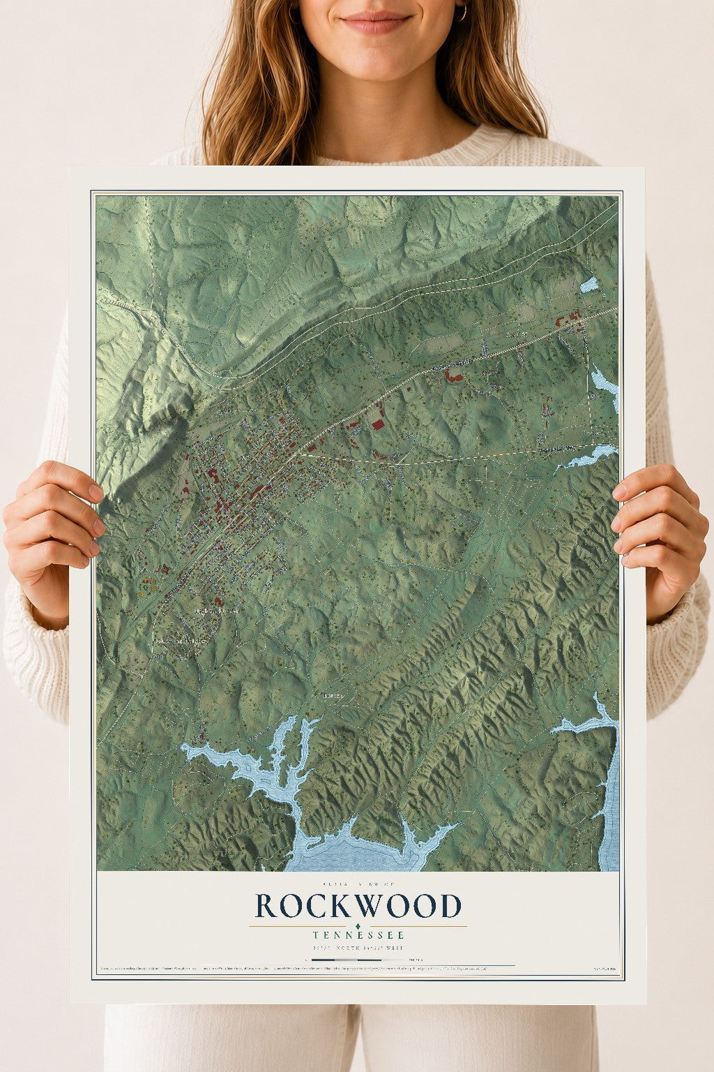 Map of Rockwood, Tennessee, 18 x 24 inch unframed archival matte print