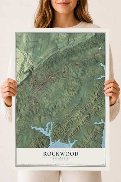 Map of Rockwood, Tennessee, 18 x 24 inch unframed archival matte print