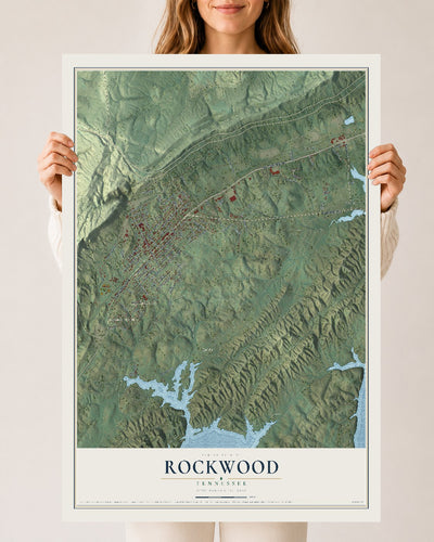 Map of Rockwood, Tennessee, 24 x 36 inch unframed archival matte print