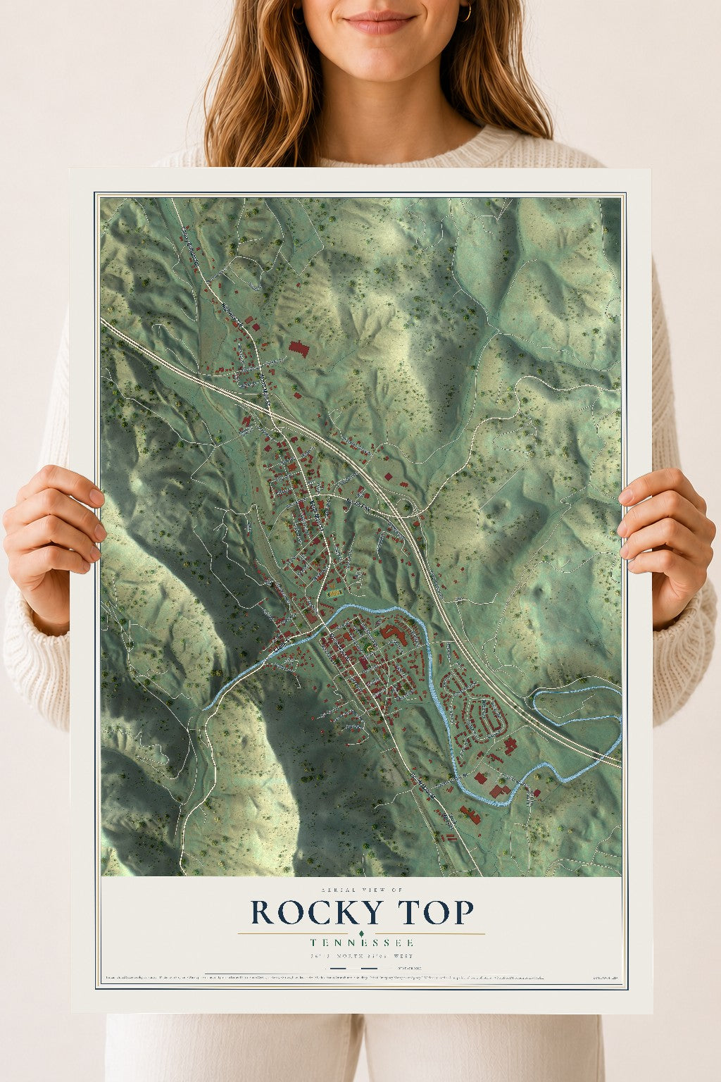 Map of Rocky Top, Tennessee, 18 x 24 inch unframed archival matte print