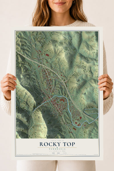 Map of Rocky Top, Tennessee, 18 x 24 inch unframed archival matte print