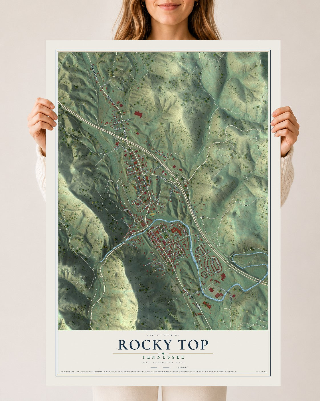 Map of Rocky Top, Tennessee, 24 x 36 inch unframed archival matte print