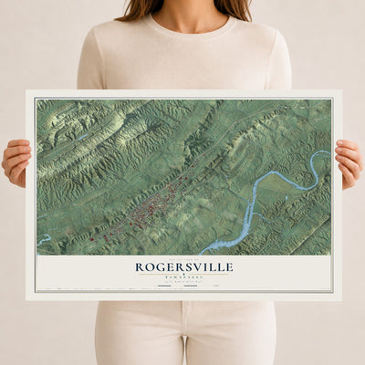 Map of Rogersville, Tennessee, 12 x 18 inch unframed archival matte print