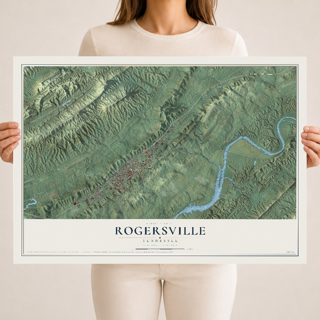 Map of Rogersville, Tennessee, 18 x 24 inch unframed archival matte print