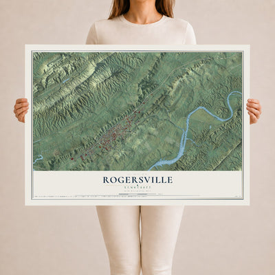 Map of Rogersville, Tennessee, 24 x 36 inch unframed archival matte print