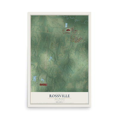 Map of Rossville, Tennessee, 12 x 18 inch unframed archival matte print