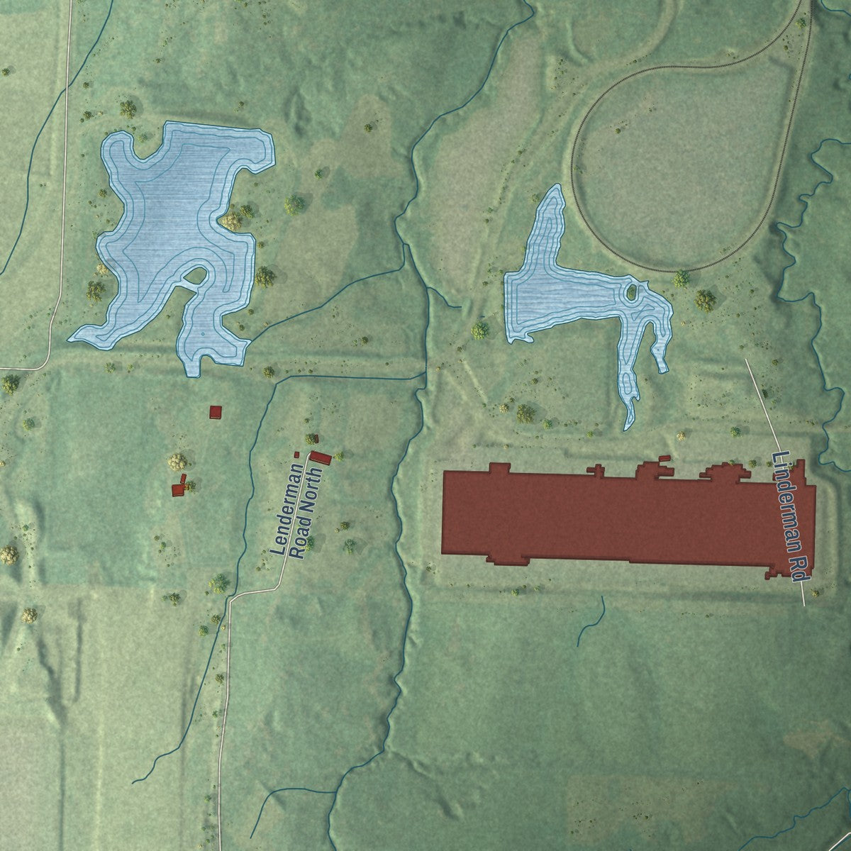 Second close-up of the map of Rossville, Tennessee print showing more streets and buildings