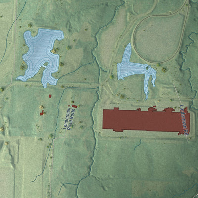 Second close-up of the map of Rossville, Tennessee print showing more streets and buildings