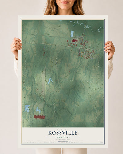 Map of Rossville, Tennessee, 24 x 36 inch unframed archival matte print
