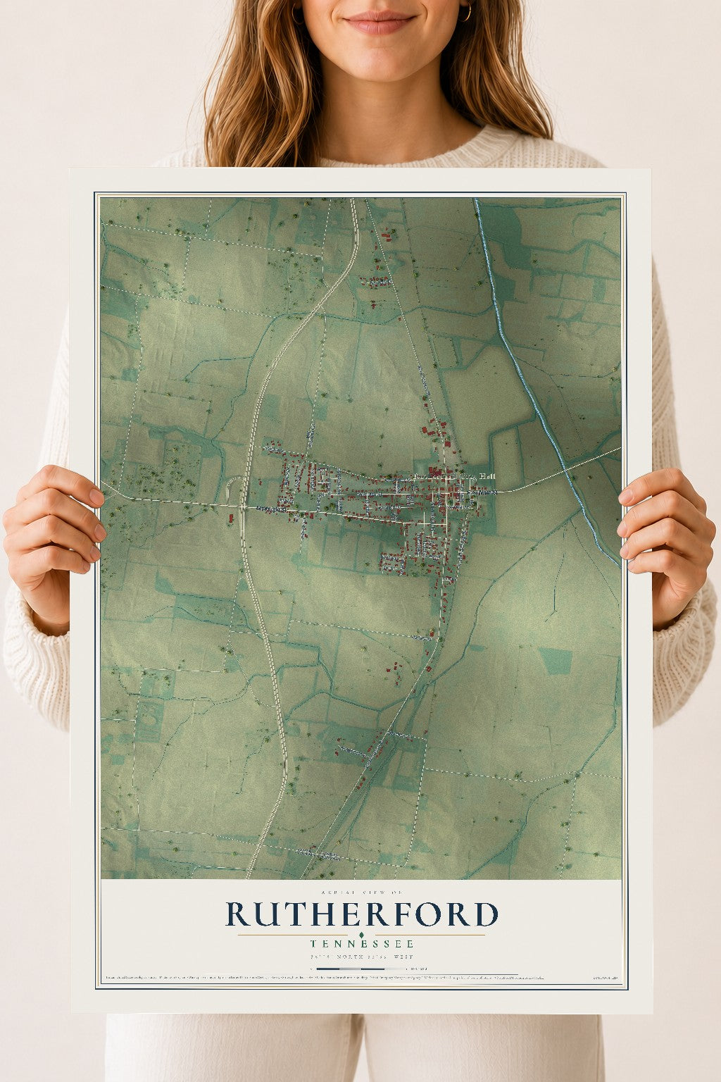 Map of Rutherford, Tennessee, 18 x 24 inch unframed archival matte print
