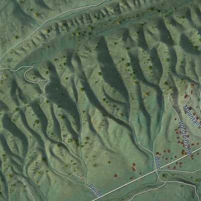 Second close-up of the map of Rutledge, Tennessee print showing more streets and buildings