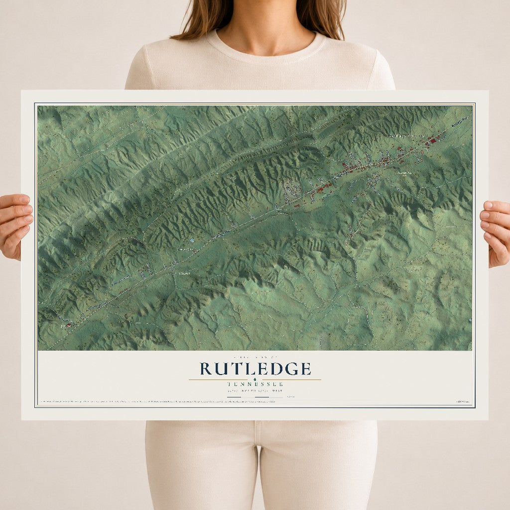 Map of Rutledge, Tennessee, 18 x 24 inch unframed archival matte print