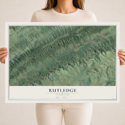 Map of Rutledge, Tennessee, 18 x 24 inch unframed archival matte print