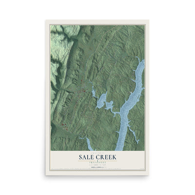 Map of Sale Creek, Tennessee, 12 x 18 inch unframed archival matte print