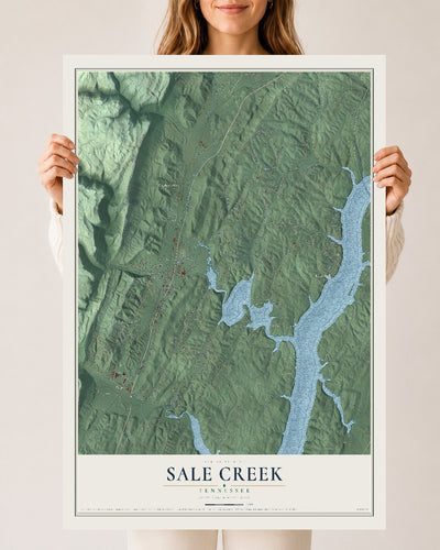 Map of Sale Creek, Tennessee, 24 x 36 inch unframed archival matte print