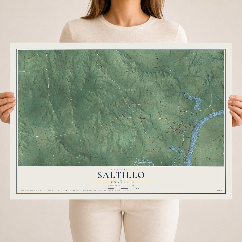 Map of Saltillo, Tennessee, 18 x 24 inch unframed archival matte print