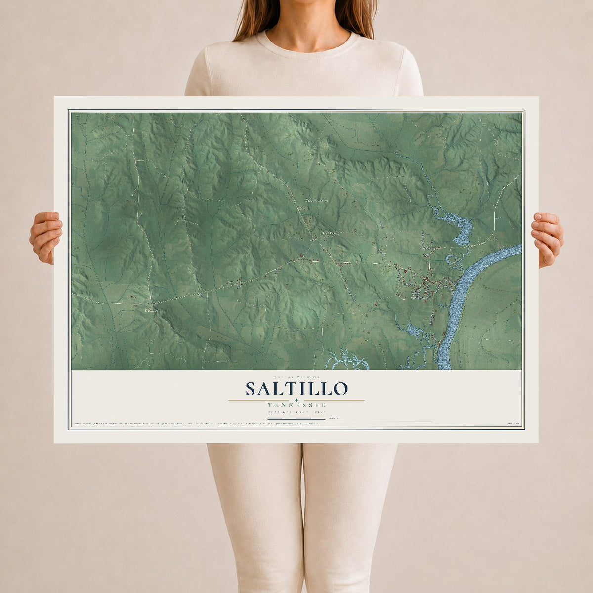Map of Saltillo, Tennessee, 24 x 36 inch unframed archival matte print