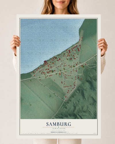 Map of Samburg, Tennessee, 24 x 36 inch unframed archival matte print