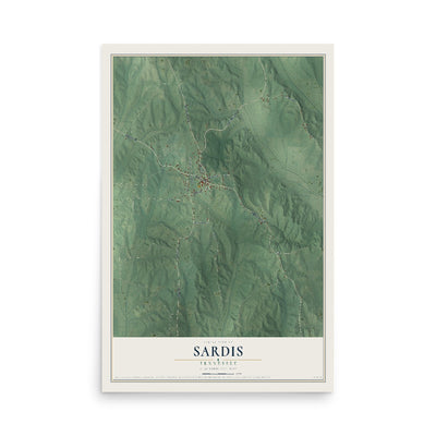 Map of Sardis, Tennessee, 12 x 18 inch unframed archival matte print
