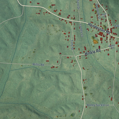 Close-up of the map of Sardis, Tennessee print showing street and building detail