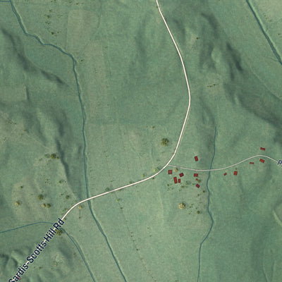 Second close-up of the map of Sardis, Tennessee print showing more streets and buildings