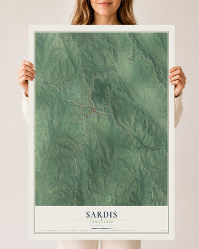Map of Sardis, Tennessee, 24 x 36 inch unframed archival matte print