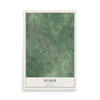 Map of Selmer, Tennessee, 12 x 18 inch unframed archival matte print