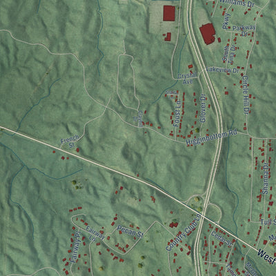 Second close-up of the map of Selmer, Tennessee print showing more streets and buildings