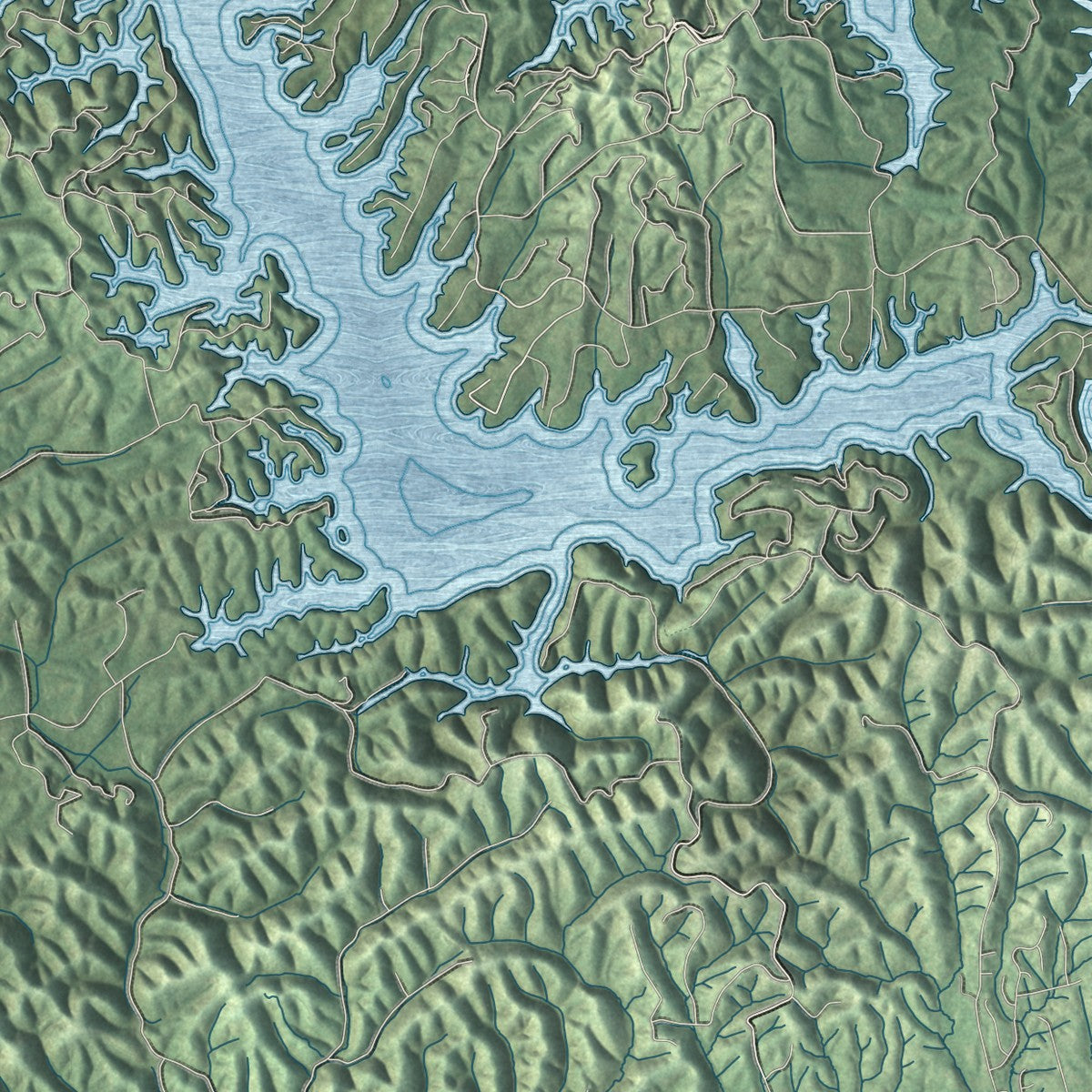 Close-up of the map of Sevierville, Tennessee print showing street and building detail
