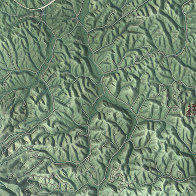Second close-up of the map of Sevierville, Tennessee print showing more streets and buildings