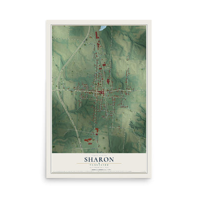 Map of Sharon, Tennessee, 12 x 18 inch unframed archival matte print