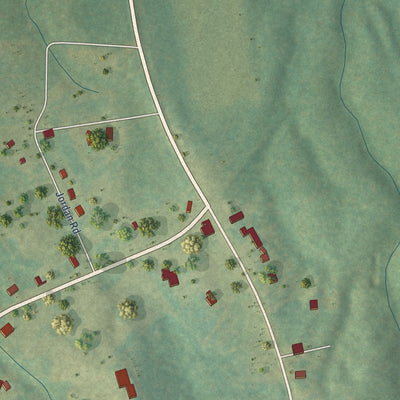 Close-up of the map of Shiloh, Tennessee print showing street and building detail