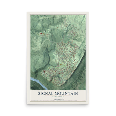 Map of Signal Mountain, Tennessee, 12 x 18 inch unframed archival matte print