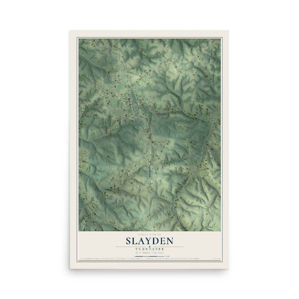 Map of Slayden, Tennessee, 12 x 18 inch unframed archival matte print